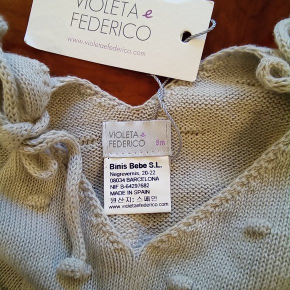 violeta federico newborn dress size 0-3 month grey - Picture 2 of 3